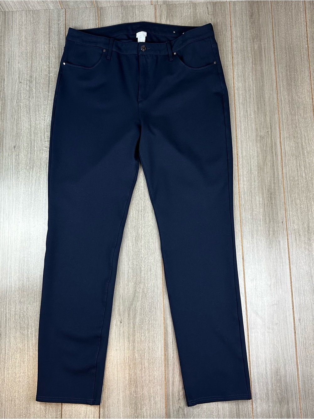 Chicos Ponte Pants Womens 3T (XL/16) 38x32 TALL 5-Pocket Blue